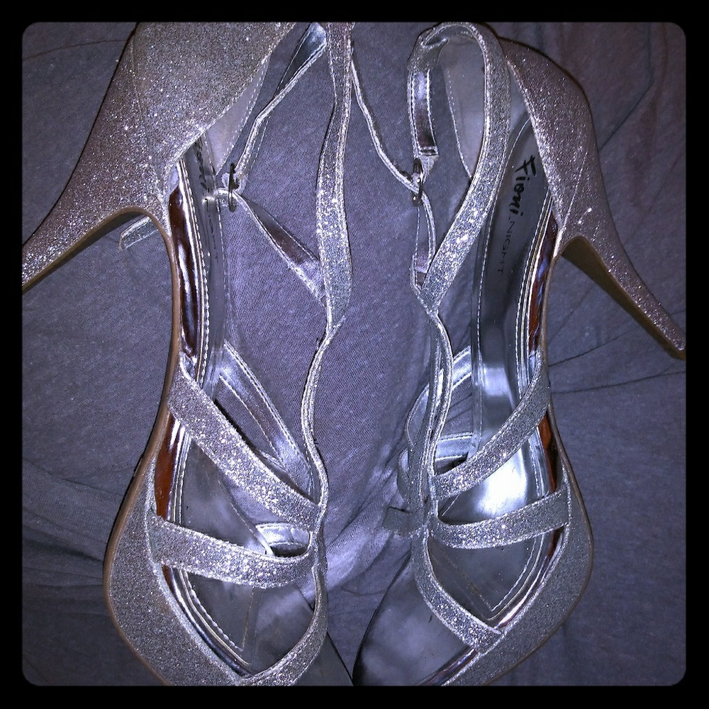 Silver sparkly heels size 13